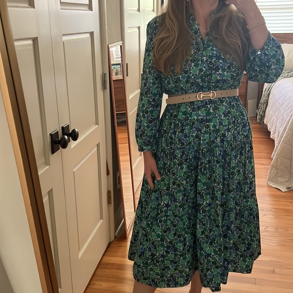 Zara Floral Print Tiered Midi Dress large